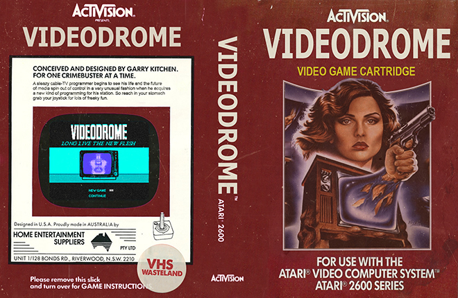 VIDEODROME ATARI VIDEO GAME CARTRIDGE CUSTOM, ACTION VHS COVER, HORROR VHS COVER, BLAXPLOITATION VHS COVER, HORROR VHS COVER, ACTION EXPLOITATION VHS COVER, SCI-FI VHS COVER, MUSIC VHS COVER, SEX COMEDY VHS COVER, DRAMA VHS COVER, SEXPLOITATION VHS COVER, BIG BOX VHS COVER, CLAMSHELL VHS COVER, VHS COVER, VHS COVERS, DVD COVER, DVD COVERS